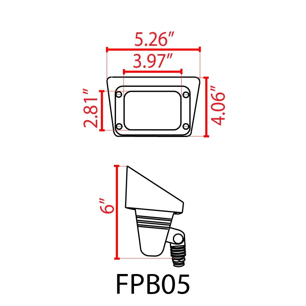 Outdoor Landscape Lighting LED 12V Low Voltage FPB05 4x/8x/12x Package Cast Brass Rectangular LED 12V Low Voltage Directional Floodlight Adjustable Landscape Lighting 5W 3000K Bulb