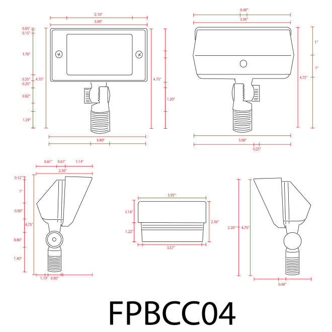 FPBCC04 4x/8x/12x Package Cast Brass 3CCT Adjustable 2W-7W Rectangular Built-In LED Flood Light Low Voltage Fixture