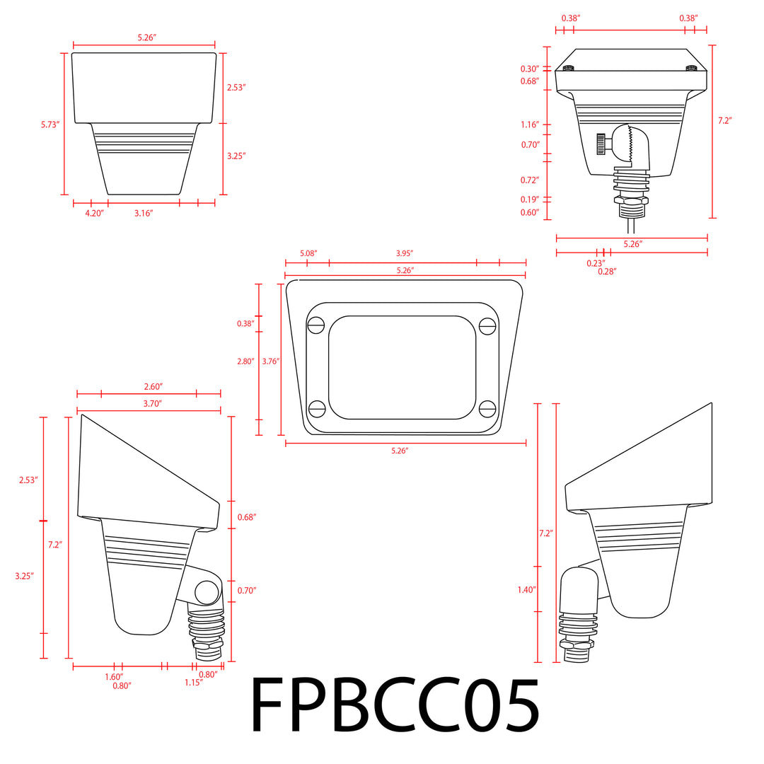 FPBCC05 4x/8x/12x Package Cast Brass 3CCT Adjustable 3W-10W Rectangular Built-In LED Flood Light Low Voltage Fixture