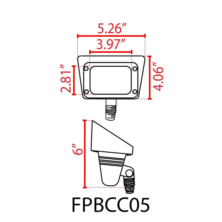 Outdoor Landscape Lighting LED 12V Low Voltage FPBCC05 Cast Brass 3CCT Adjustable 3W-10W Rectangular Built-In LED Flood Light 12V Low Voltage Floodlight Fixture