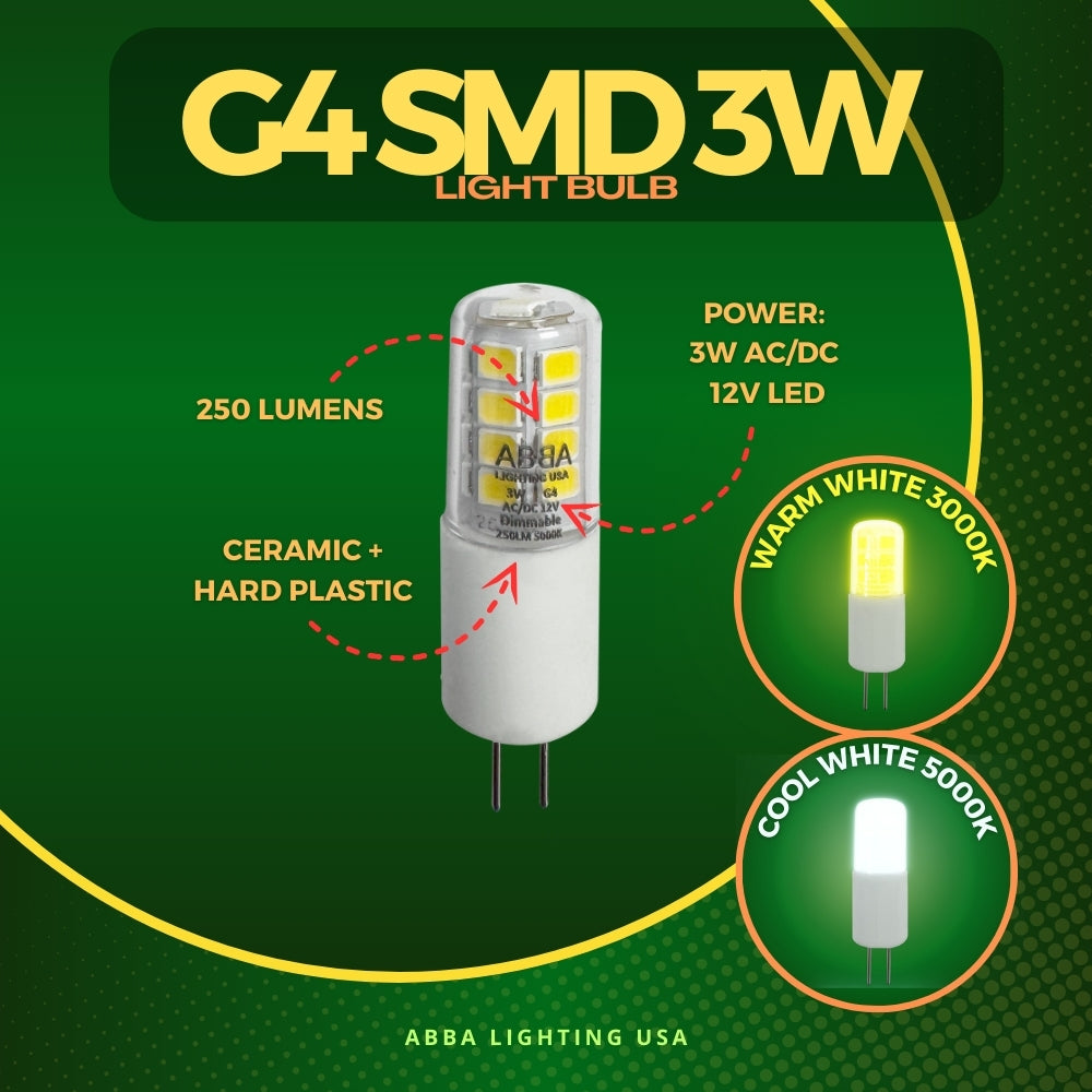 Outdoor Landscape Lighting LED 12V Low Voltage G4 2W/3W Dimmable 12V Low Voltage LED Bi-Pin Light Bulb | Landscape Lighting Accessory 3 Watt (250 Lumens)