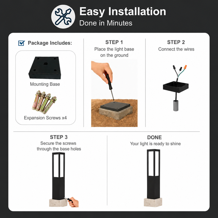 CPLA12 DC12V Low Voltage Integrated LED 3000K Outdoor Aluminum Bollard Path Light Bolted Mount Base IP65 Waterproof