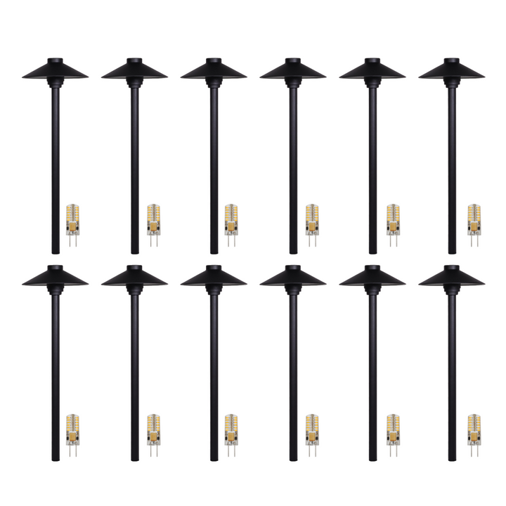 KL309 4x/8x/12x Package 12V G4 3W 2700K LED AC/DC Aluminum Low Voltage Landscape Lighting Large Hat Path Light