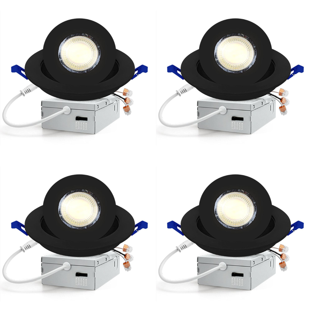 LED Canless Recessed Light 4x/8x/12x Package 9W 4 inch Gimbal 5CCT Dimmable Adjustable Directional Retrofit Eyeball Lighting with Jbox ETL Rated