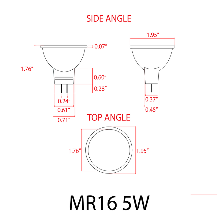 Outdoor Landscape Lighting LED 12V Low Voltage MR16 5W 12V Low Voltage LED Glass GU5.3 Light Bulb | Landscape Lighting Accessory