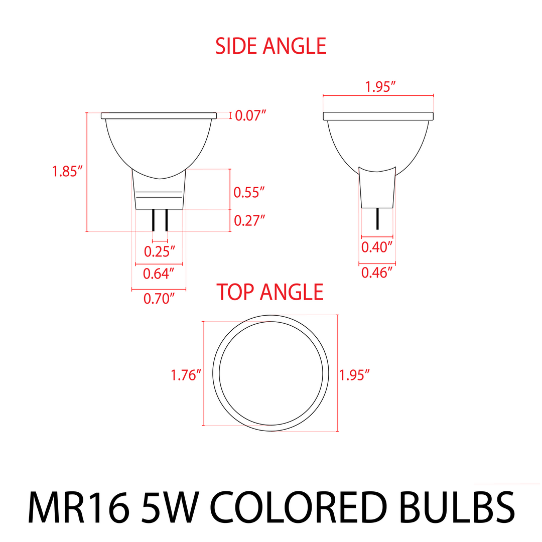 Outdoor Landscape Lighting LED 12V Low Voltage Single Color MR16 5W Red, Green, or Blue Energy Saving Waterproof 12V Low Voltage Outdoor LED Light Bulb
