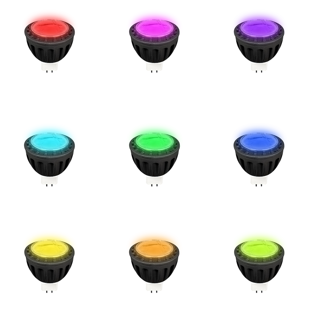 Outdoor Landscape Lighting LED 12V Low Voltage MR16 RGBCW Smart Wi-Fi 6W 12V Low Voltage LED Bulbs 40° Dimmable Energy Saving Waterproof Light CE & RoHS Certified with Antenna