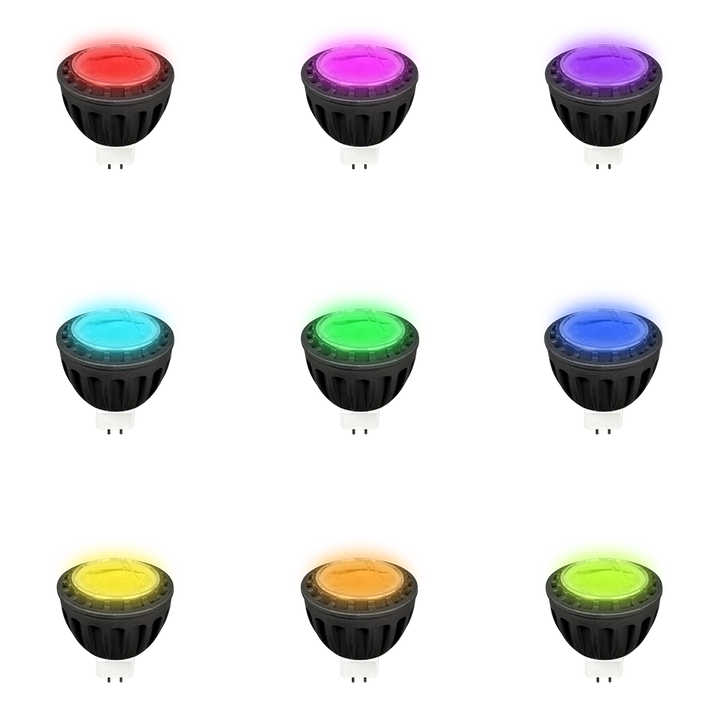 Outdoor Landscape Lighting LED 12V Low Voltage MR16 RGBCW Smart Wi-Fi 6W 12V Low Voltage LED Bulbs 40° Dimmable Energy Saving Waterproof Light CE & RoHS Certified with Antenna