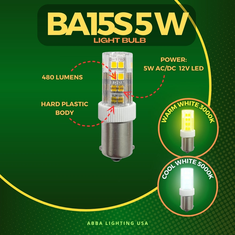 Outdoor Landscape Lighting LED 12V Low Voltage BA15S 5W 12V Low Voltage LED Bayonet Style Light Bulb | Landscape Lighting Accessory