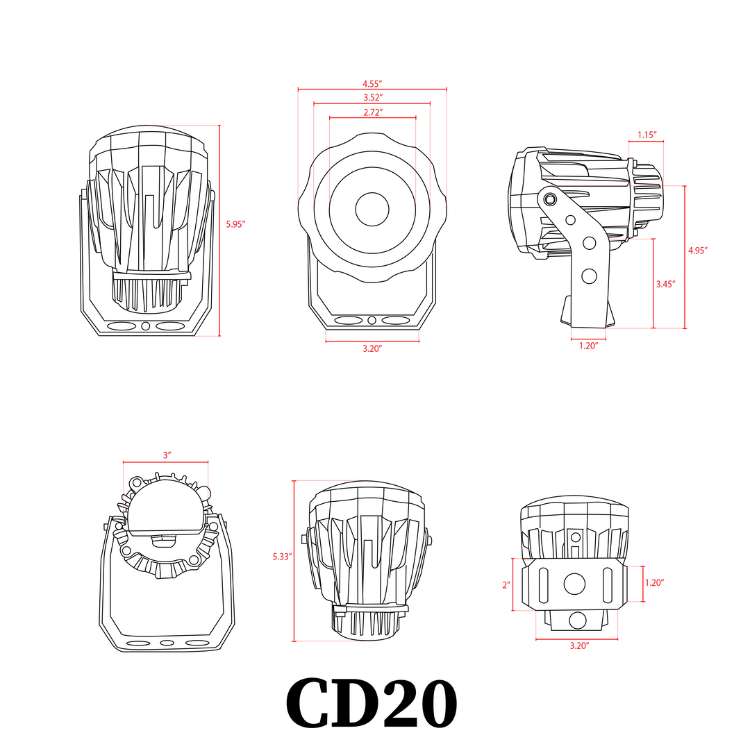 Foco de aluminio fundido CD20 | Luz de paisaje de bajo voltaje LED integrada de 20 W