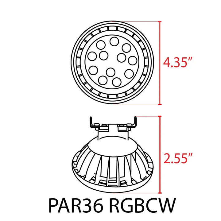 Outdoor Landscape Lighting LED 12V Low Voltage PAR36 12W LED RGB + Tunable 2700K-5000K, 12W, Smartphone Controlled, Dimmable, W-Fi Controlled IP67 Waterproof Low Voltage Bulbs