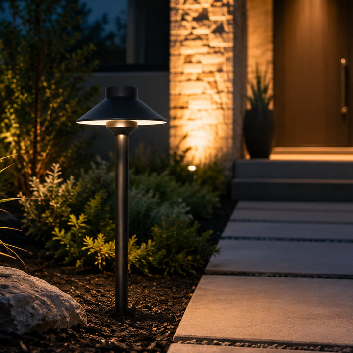 Outdoor Landscape Lighting LED 12V Low Voltage PLB02 Frosted Lens Cast Brass Path Light | 12V Low Voltage Landscape Light Lamp Ready G4 Socket