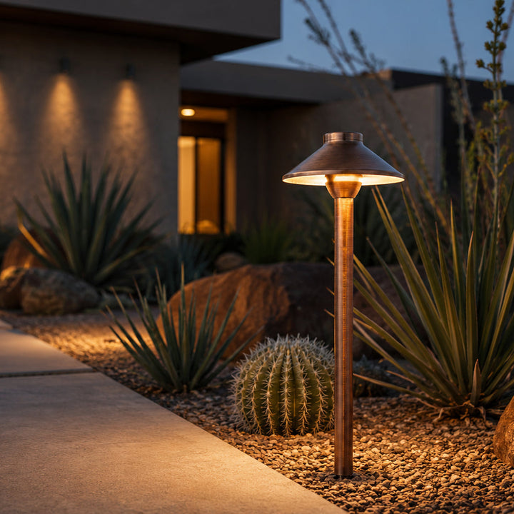 Outdoor Landscape Lighting LED 12V Low Voltage PLB02 Frosted Lens Cast Brass Path Light | 12V Low Voltage Landscape Light Lamp Ready G4 Socket