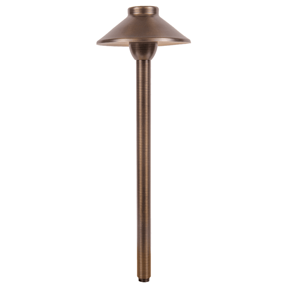 Outdoor Landscape Lighting LED 12V Low Voltage PLB02 Clear Lens Cast Brass Path Light | Lamp Ready 12V Low Voltage Landscape Light Natural Brass