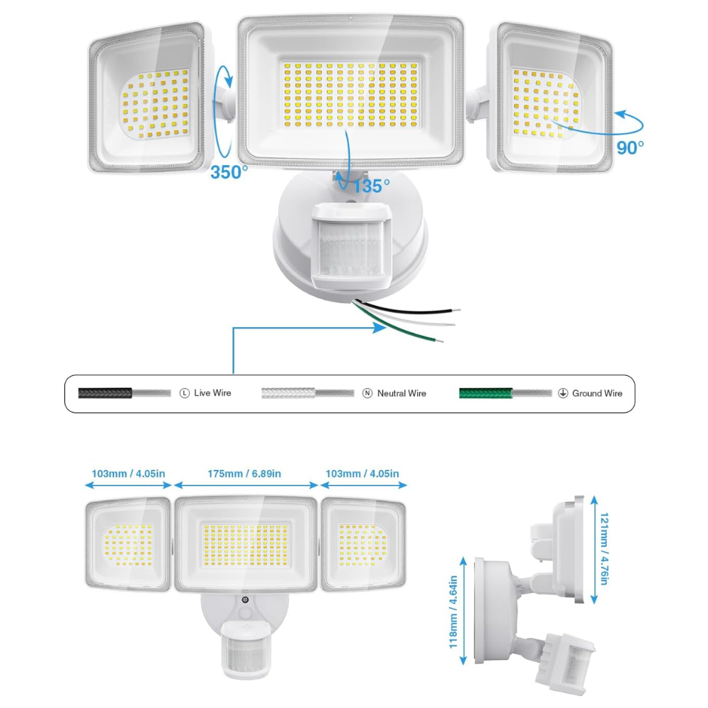 Outdoor Landscape Lighting LED 12V Low Voltage 100W Wired Smart 2.4GHz Wi-Fi Outdoor LED Flood Light, 120V 2700K-6500K Tunable Motion-Sensor Security Light 9000LM, IP65 Compatible with Alexa/Google Home ISO 17025 UL Listed