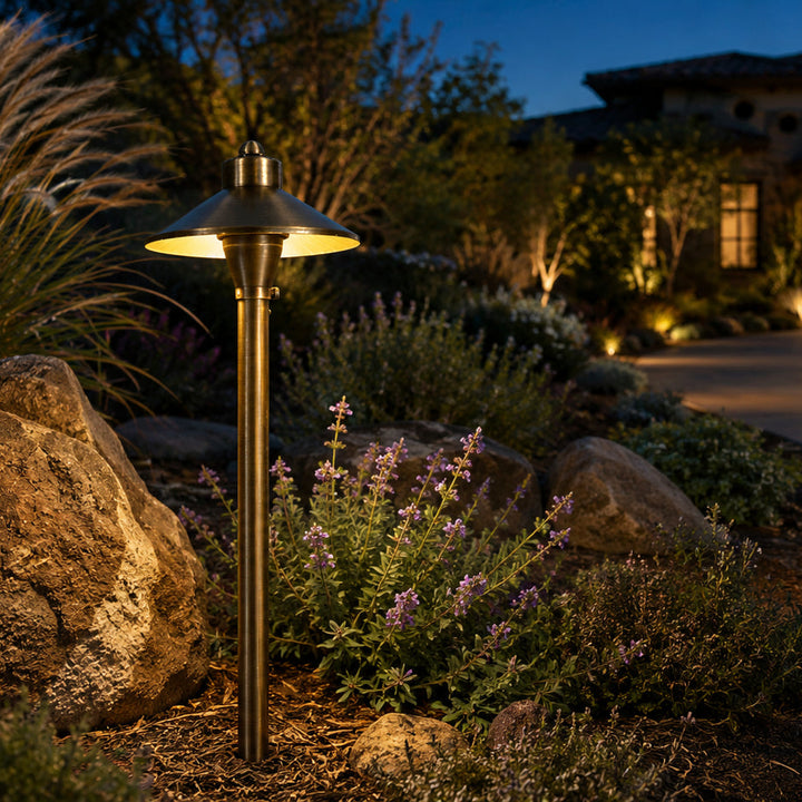 Outdoor Landscape Lighting LED 12V Low Voltage PLB03 Cast Brass Path Light | 12V Low Voltage Landscape Light Lamp Ready G4 Socket
