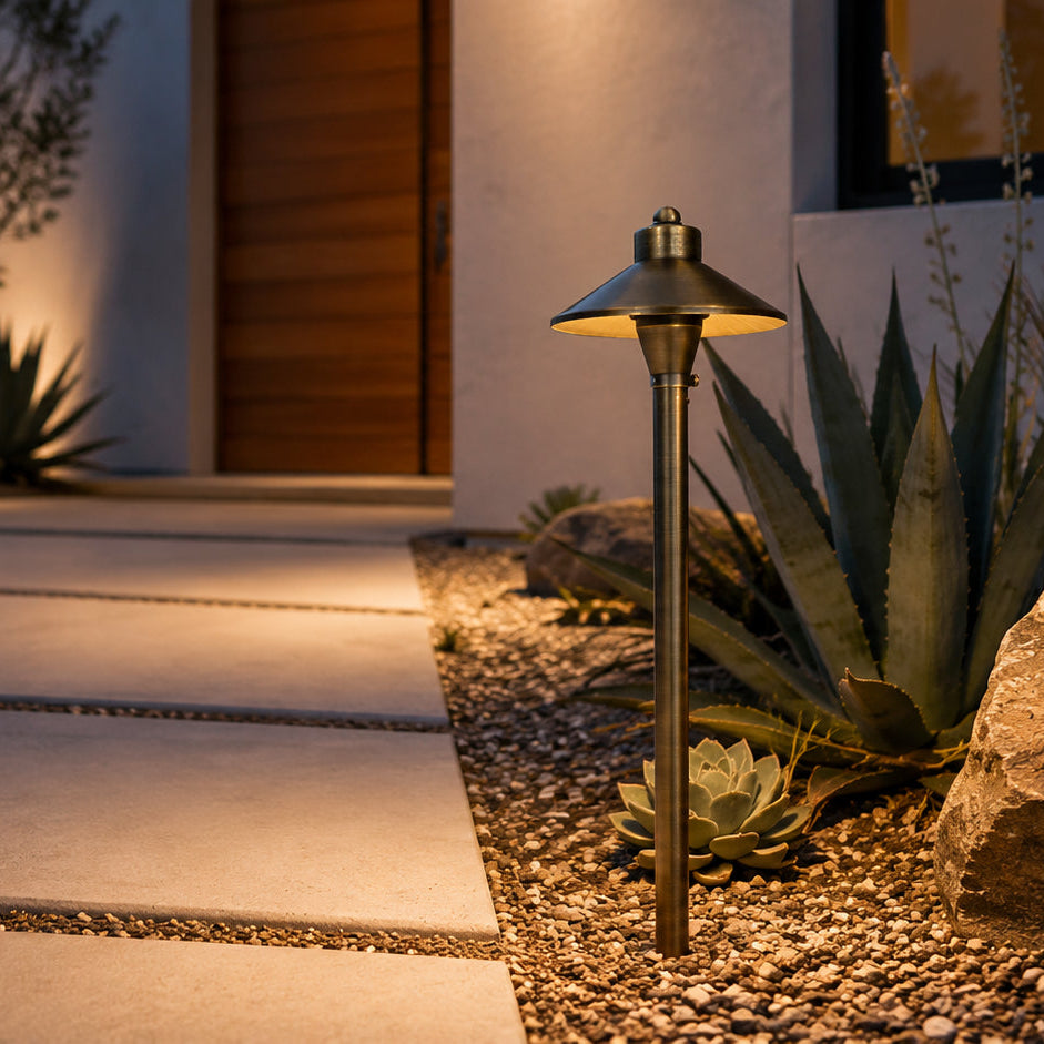 Outdoor Landscape Lighting LED 12V Low Voltage PLB03 Cast Brass Path Light | 12V Low Voltage Landscape Light Lamp Ready G4 Socket