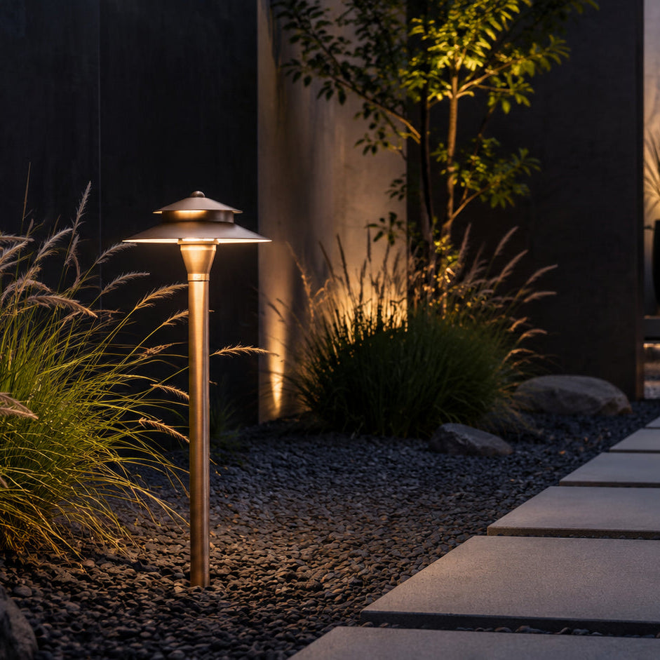 Outdoor Landscape Lighting LED 12V Low Voltage PLB04 Cast Brass Path Light | 12V Low Voltage Landscape Light Lamp Ready G4 Socket