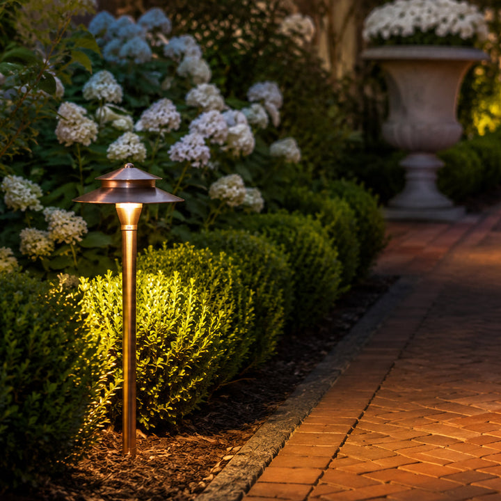 Outdoor Landscape Lighting LED 12V Low Voltage PLB04 Cast Brass Path Light | 12V Low Voltage Landscape Light Lamp Ready G4 Socket