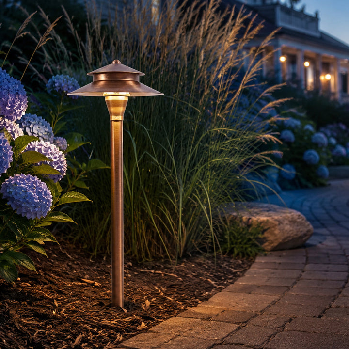 Outdoor Landscape Lighting LED 12V Low Voltage PLB04 Cast Brass Path Light | 12V Low Voltage Landscape Light Lamp Ready G4 Socket
