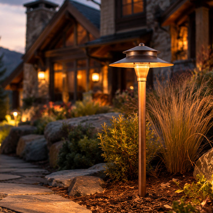 Outdoor Landscape Lighting LED 12V Low Voltage PLB04 Cast Brass Path Light | 12V Low Voltage Landscape Light Lamp Ready G4 Socket