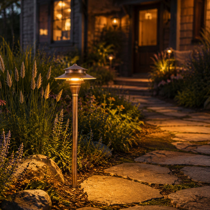 Outdoor Landscape Lighting LED 12V Low Voltage PLB04 Cast Brass Path Light | 12V Low Voltage Landscape Light Lamp Ready G4 Socket