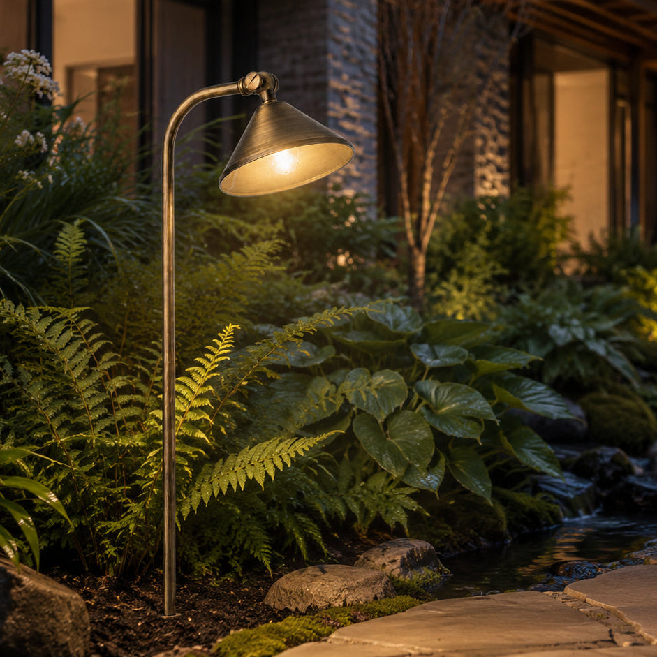 Outdoor Landscape Lighting LED 12V Low Voltage PLB05 Cast Brass Path Light | 12V Low Voltage Landscape Light Lamp Ready G4 Socket