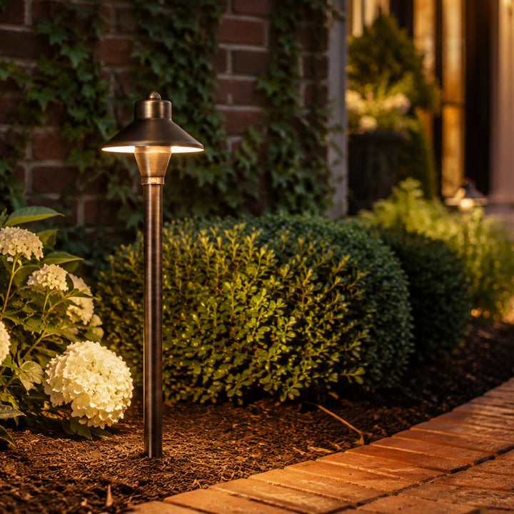 Outdoor Landscape Lighting LED 12V Low Voltage PLB06 Cast Brass Path Light | 12V Low Voltage Landscape Light Lamp Ready G4 Socket