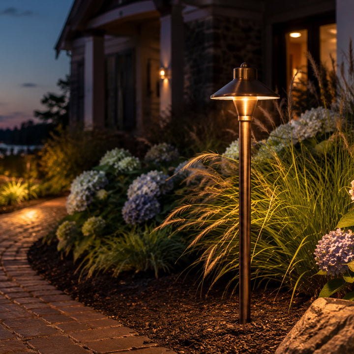 Outdoor Landscape Lighting LED 12V Low Voltage PLB06 Cast Brass Path Light | 12V Low Voltage Landscape Light Lamp Ready G4 Socket