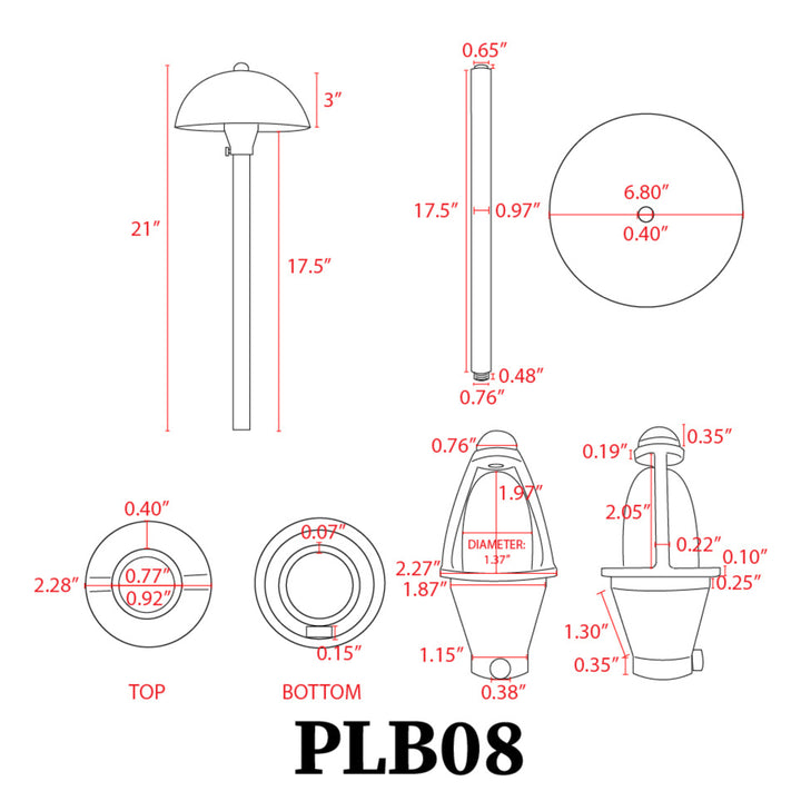 PLB08 Luz de camino de latón fundido | Listo para lámpara Luz de paisaje de bajo voltaje