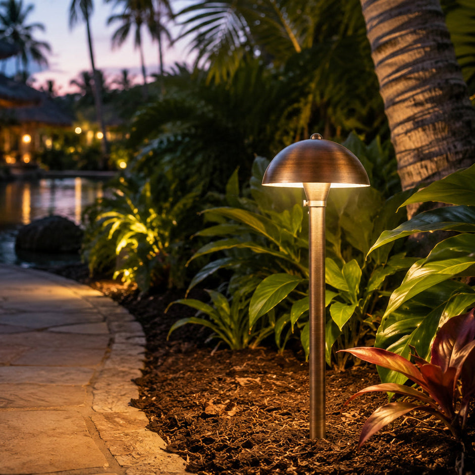 PLB08 Cast Brass Path Light | 12V Low Voltage Landscape Light Lamp Ready G4 Socket