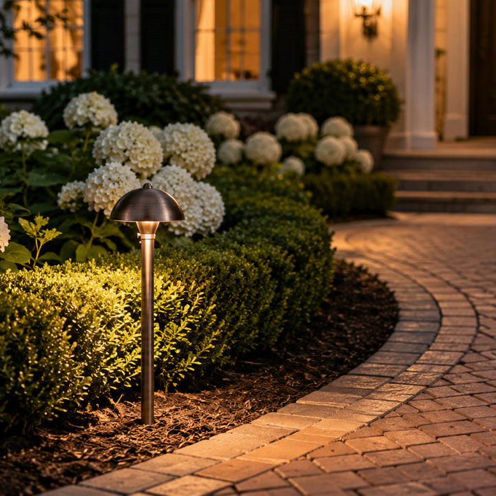PLB08 Cast Brass Path Light | 12V Low Voltage Landscape Light Lamp Ready G4 Socket