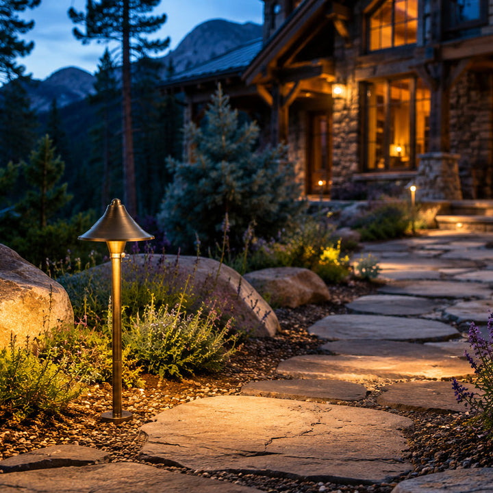 PLB09 Cast Brass Path Light | 12V Low Voltage Landscape Light Lamp Ready G4 Socket