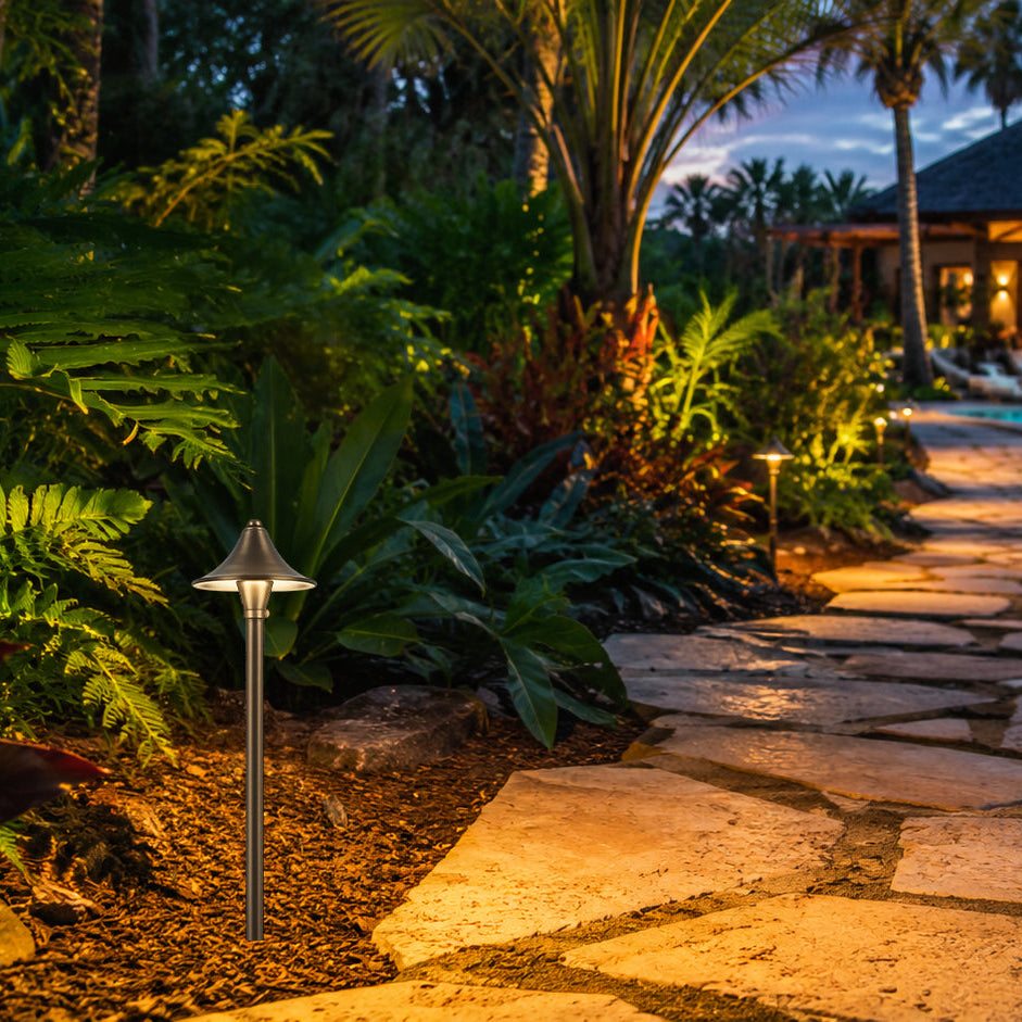 PLB09 Cast Brass Path Light | 12V Low Voltage Landscape Light Lamp Ready G4 Socket