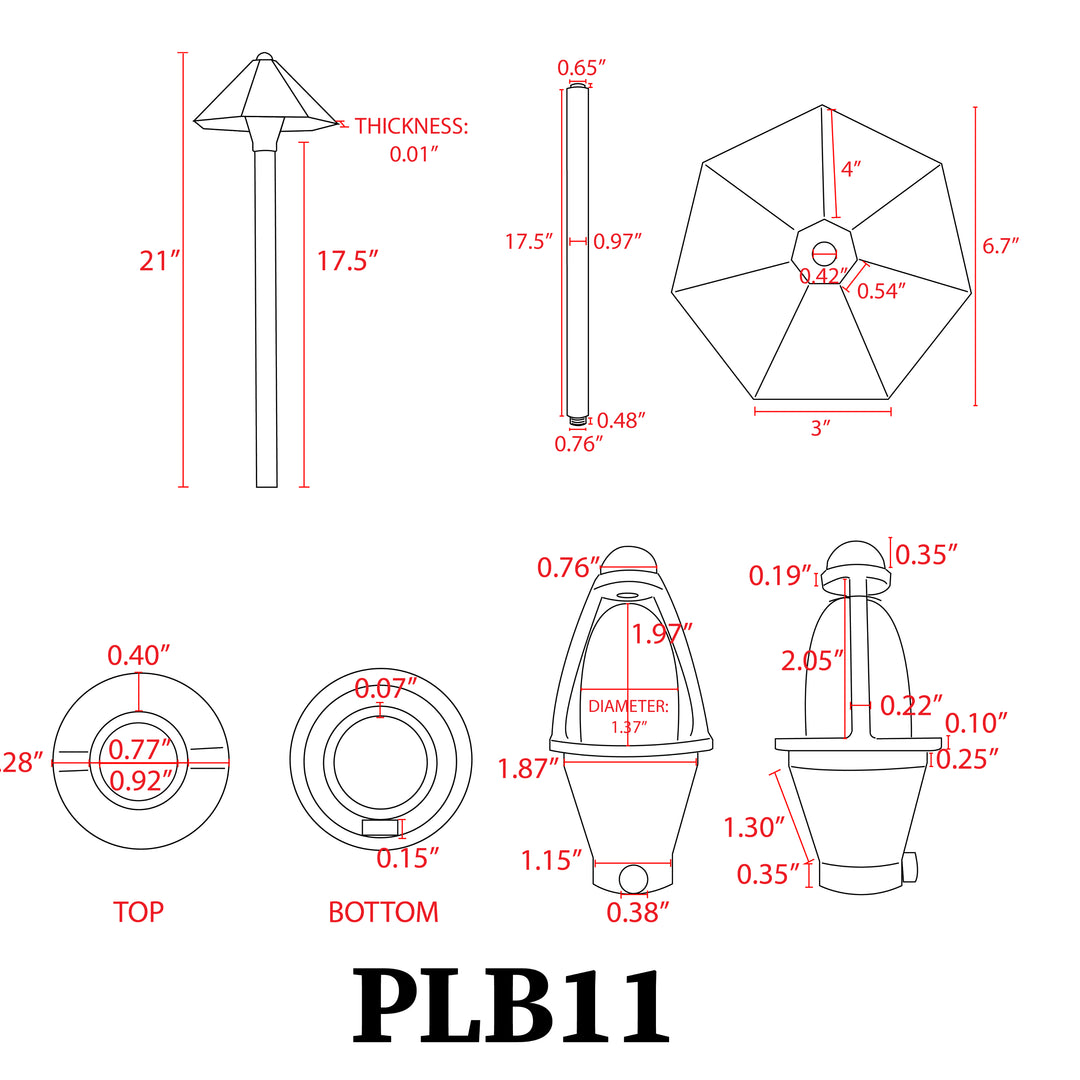 PLB11 4x/8x/12x Package Brass LED Low Voltage Pathway Outdoor Lighting Landscape Fixture 3W 3000K Bulb