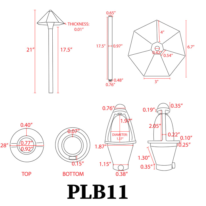 PLB11 4x/8x/12x Package Brass LED Low Voltage Pathway Outdoor Lighting Landscape Fixture 3W 3000K Bulb