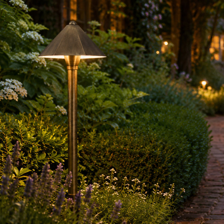 PLB11 Cast Brass Path Light | 12V Low Voltage Landscape Light Lamp Ready G4 Socket