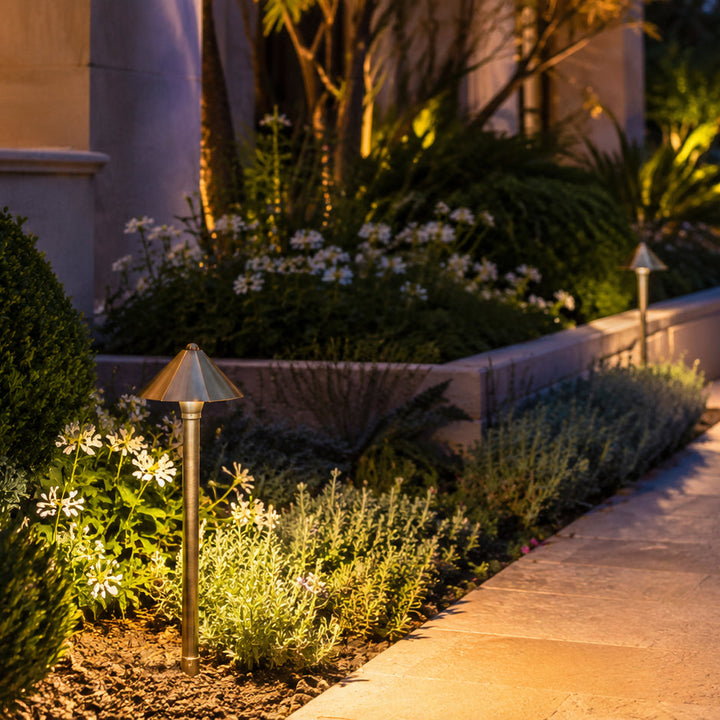 PLB11 Cast Brass Path Light | 12V Low Voltage Landscape Light Lamp Ready G4 Socket