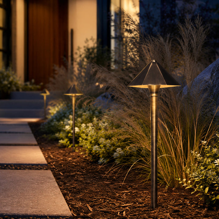 PLB11 Cast Brass Path Light | 12V Low Voltage Landscape Light Lamp Ready G4 Socket