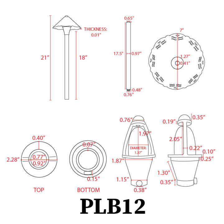 PLB12 Cast Brass Path Light | Lamp Ready Low Voltage Landscape Light