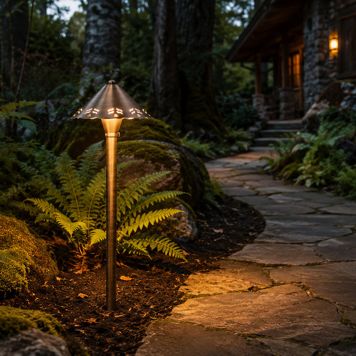 PLB12 Cast Brass Path Light | 12V Low Voltage Landscape Light Lamp Ready G4 Socket