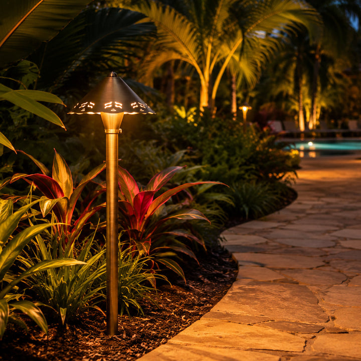 PLB12 Cast Brass Path Light | 12V Low Voltage Landscape Light Lamp Ready G4 Socket