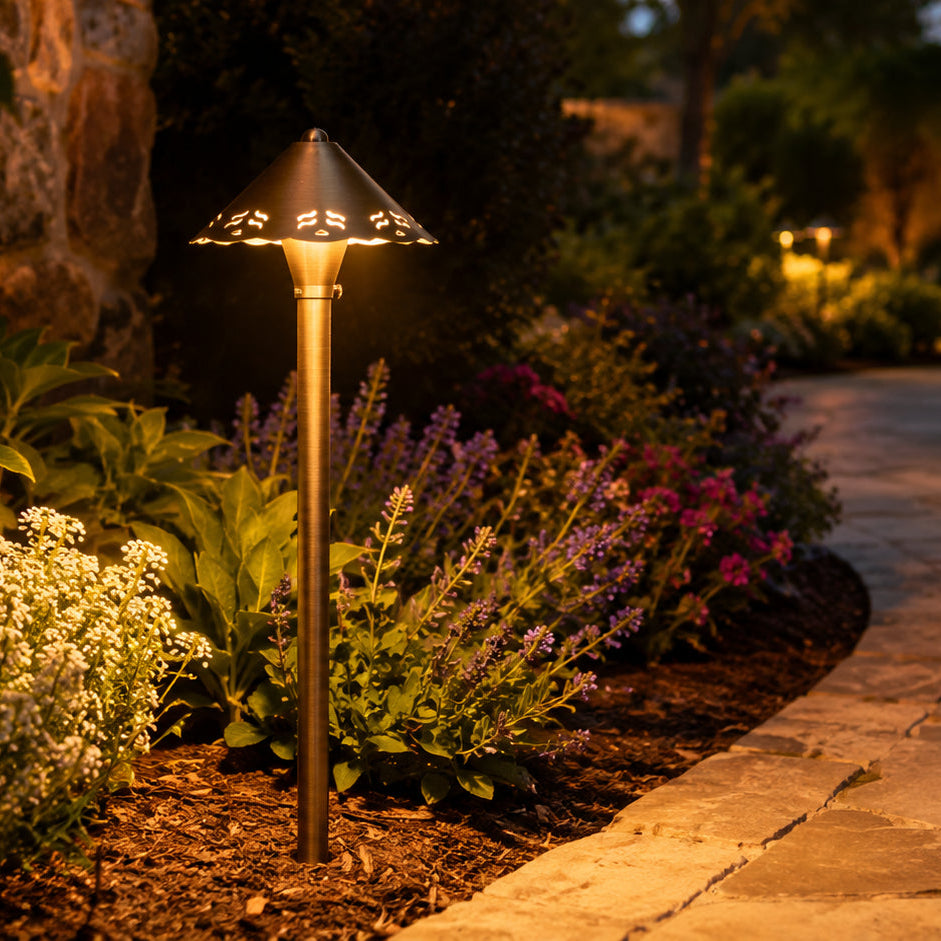 PLB12 Cast Brass Path Light | 12V Low Voltage Landscape Light Lamp Ready G4 Socket