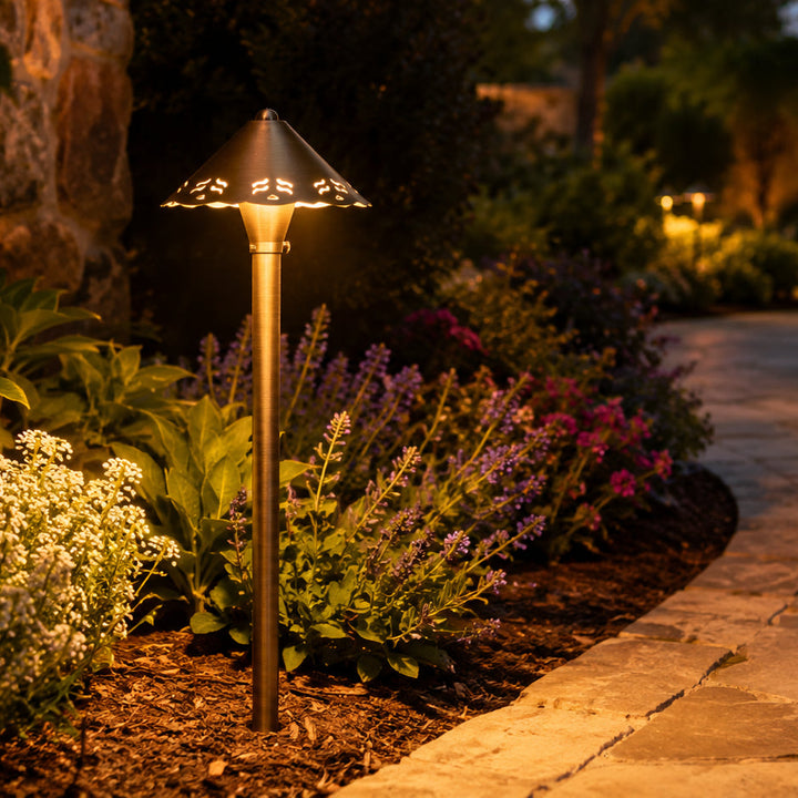 PLB12 Cast Brass Path Light | 12V Low Voltage Landscape Light Lamp Ready G4 Socket