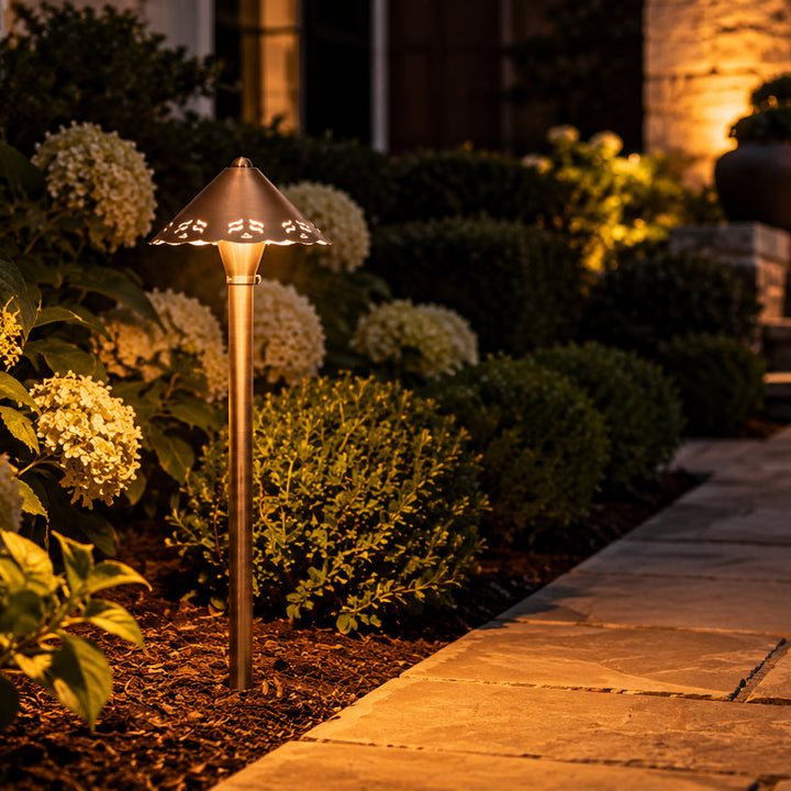 PLB12 Cast Brass Path Light | 12V Low Voltage Landscape Light Lamp Ready G4 Socket
