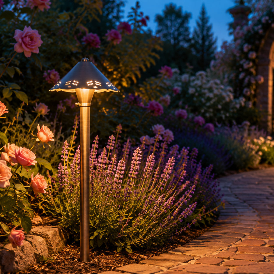 PLB12 Cast Brass Path Light | 12V Low Voltage Landscape Light Lamp Ready G4 Socket