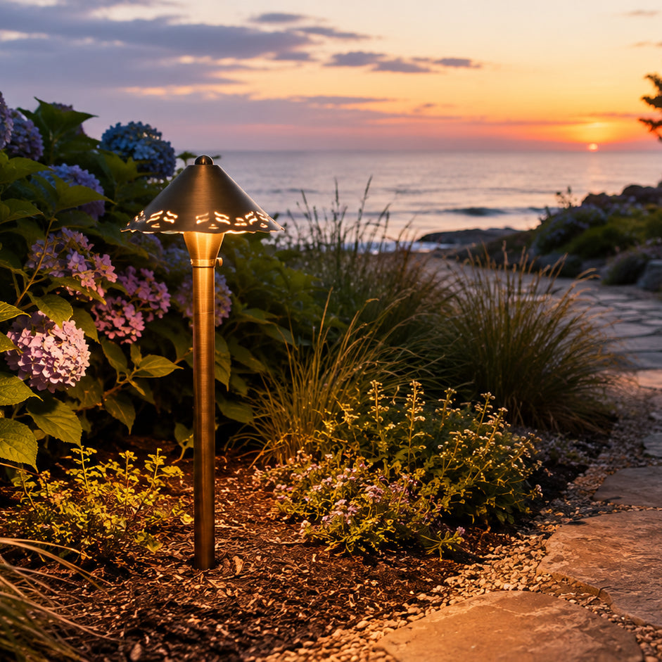 PLB12 Cast Brass Path Light | 12V Low Voltage Landscape Light Lamp Ready G4 Socket