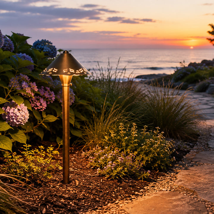 PLB12 Cast Brass Path Light | 12V Low Voltage Landscape Light Lamp Ready G4 Socket