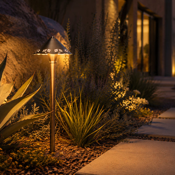 PLB12 Cast Brass Path Light | 12V Low Voltage Landscape Light Lamp Ready G4 Socket