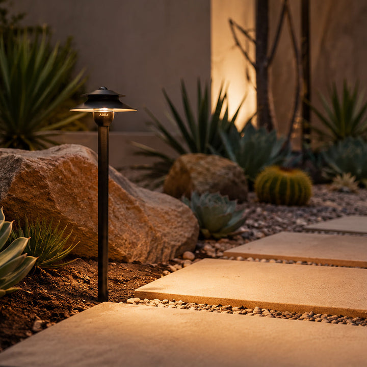 PLB13 Cast Brass Path Light | 12V Low Voltage Landscape Light Lamp Ready G4 Socket